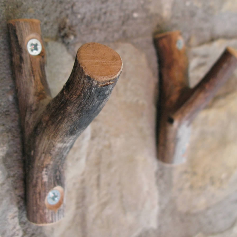 wall wood hangers made from selected tree branches
