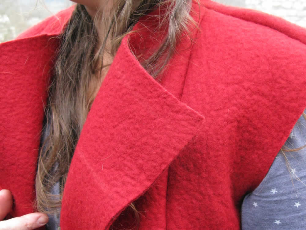 making of the red felt women's jacket