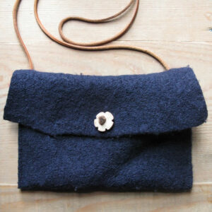 Handmade dark blue felt purse