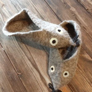 grey felt mouse slippers
