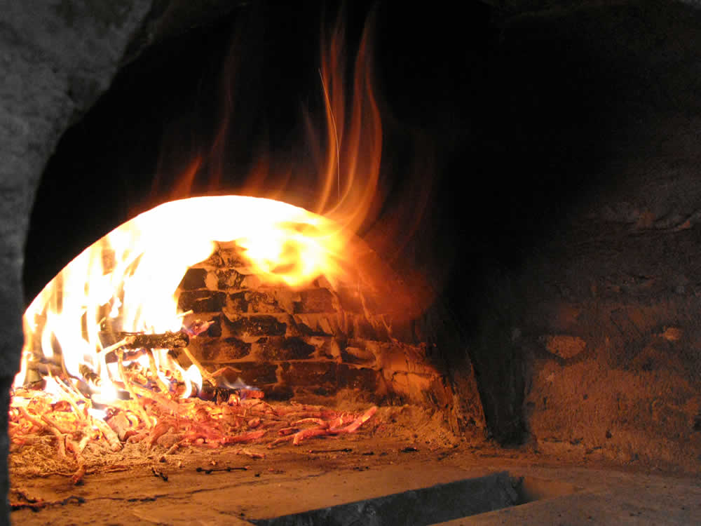 baking in a traditional wood fired oven