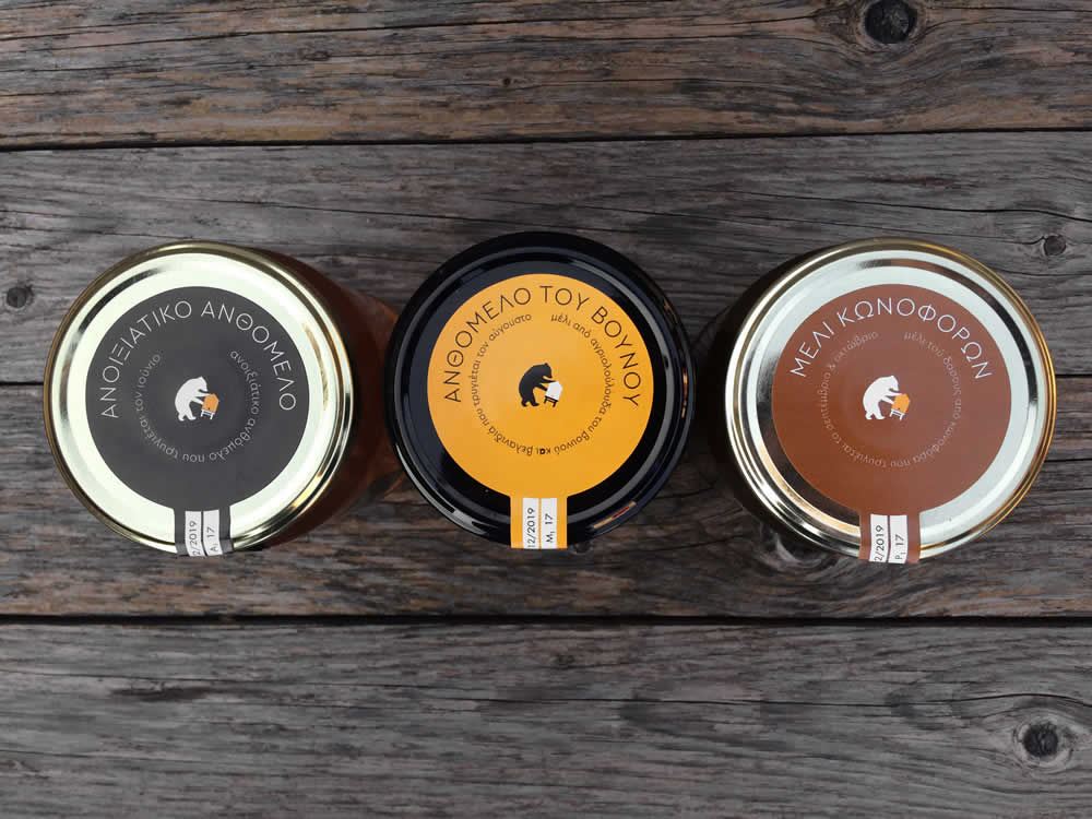 three new colours for the new labels of the beehouse in Tsepelovo, Zagori